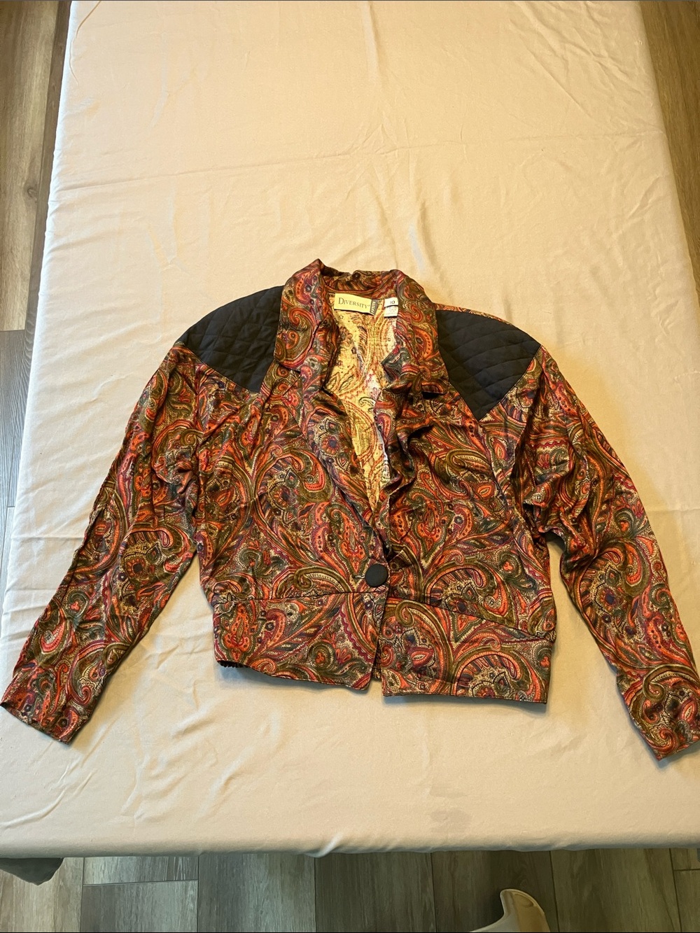Paisley Quilted-Shoulder Blazer in Multi/Black